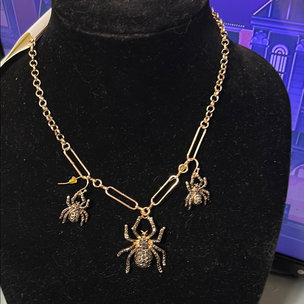 Gold Spider Pendant Necklace